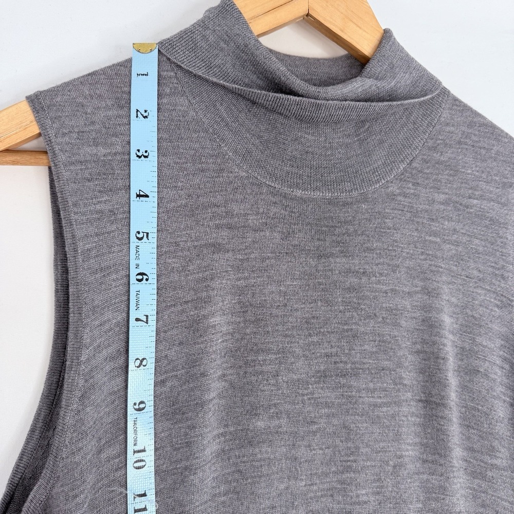 Toteme Turtle Neck Draped Grey Wool-Silk Knit Maxi Dress Sleeveless stretchy L - Picture 6 of 16